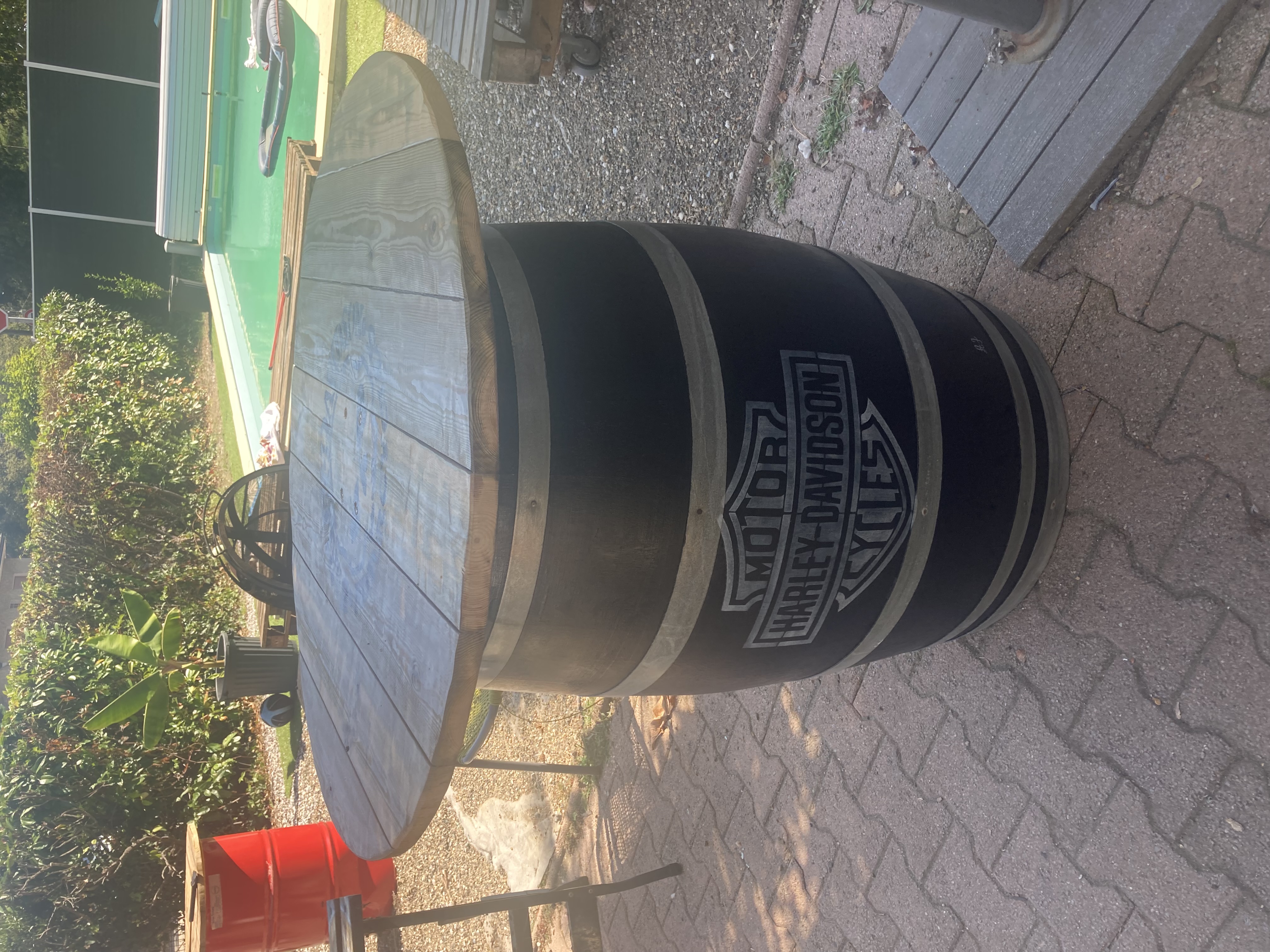 Mange debout fût bois Harley Davidson plateau 100cm